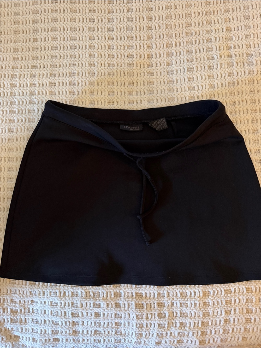 Express Black Scuba Mini Skirt Women’s Size L High Waisted Drawstring